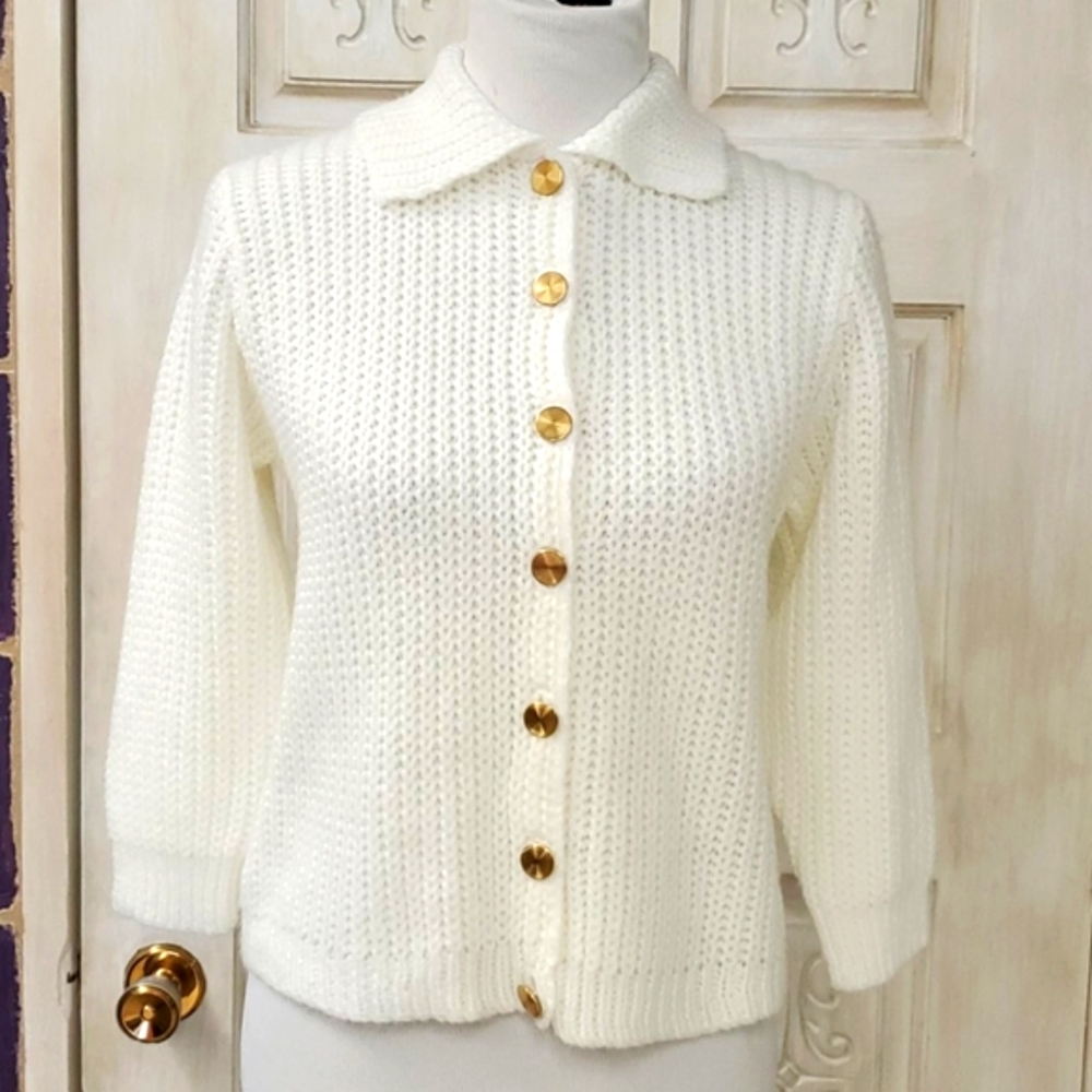 Vintage cardigan sweater with gold buttons